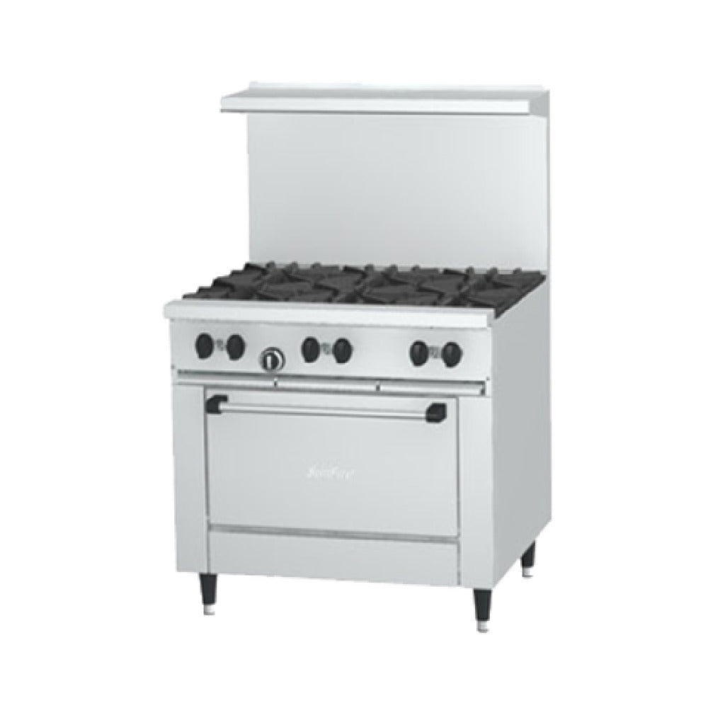 Garland X36-6R_NAT 36 Inch Gas Restaurant Range with Standard Oven and 6 Burners 30,000 BTU Cast Iron Top and Ring Grates