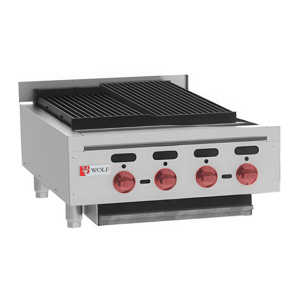 Wolf by Vulcan ACB25-NAT Natural Gas Low Profile 25" Medium-Duty Radiant Gas Countertop Charbroiler - 68,000 BTU