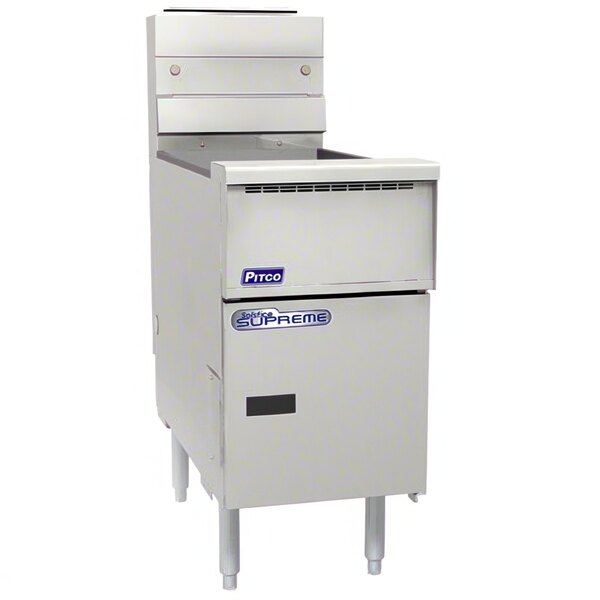 Pitco® SSH55-SSTC Solofilter Solstice Supreme Natural Gas 40-50 lb. Floor Fryer with Solid State Thermostatic Controls - 80,000 BTU