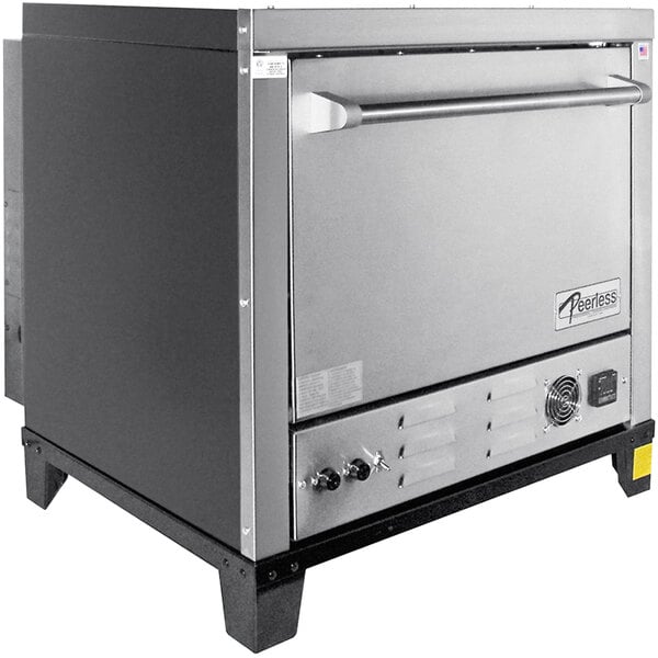 Peerless CE131PE 208-240/1 Electric Countertop Single Door Triple Deck Pizza Oven with (3) 1/2" Pizza Stones - 208/240V, 5.25/7kW, 1-Phase