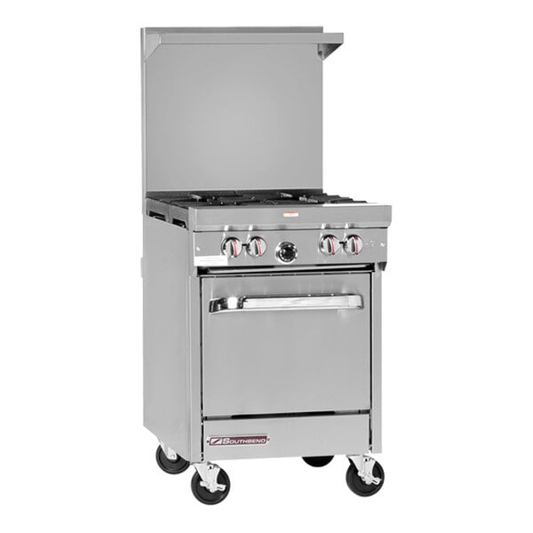 Southbend S24E S-Series 24" Natural Gas 4-Burner Range with Space-Saver Oven - 147,000 BTU