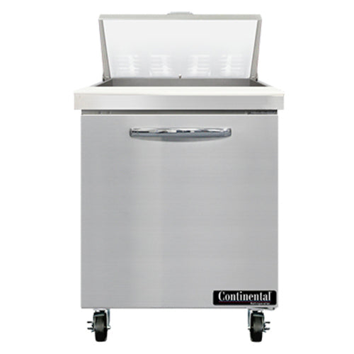 Continental SW27N8 27" 1-Door Refrigerated Sandwich Prep Table | (8) 1/6 Pan