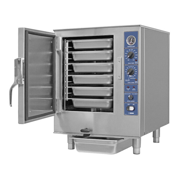 Sterling Manufacturing SP208-6-1-MF 6-Pan Stainless Steel Countertop Boilerless Electric Convection Steamer with Manual Fill - 208V, 1 Phase, 6.23 kW