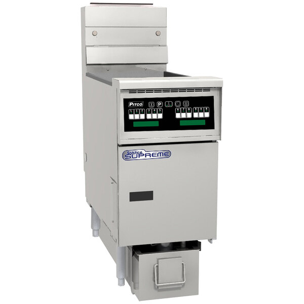 Pitco® SSHLV14-C/FD 32 lb. Solstice Supreme Natural Gas Low Volume Oil Fryer with Intellifry Computer Controls and Filter Drawer - 72,500 BTU