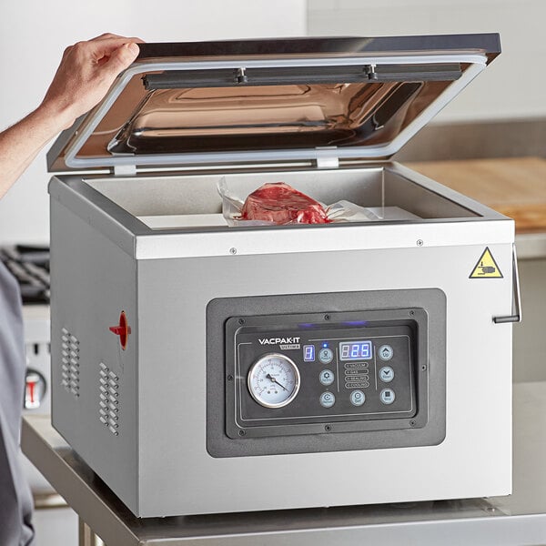VacPak-It Ultima UVMC16 Programmable Chamber Vacuum Packing Machine with 16" Seal Bar, Oil Pump, 10 Programmable Options, and Gas Flush - 120V, 1150W