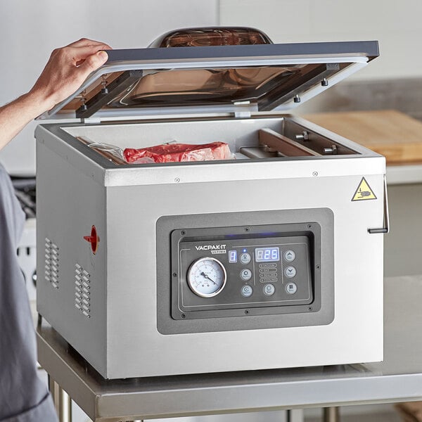 VacPak-It Ultima UVMC32 Programmable Chamber Vacuum Packing Machine with (2) 16" Seal Bars, Oil Pump, 10 Programmable Options, and Gas Flush - 120V, 1180W