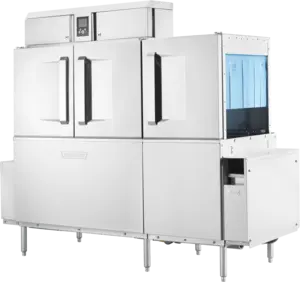 Hobart CL66-ADV+BUILDUP 44 Inch Conveyor Dishwasher with Soil Removal