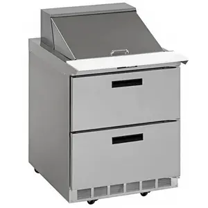 Delfield D4427NP-9M 27" 2 Drawer Mega Top Front Breathing Refrigerated Sandwich Prep Table with 5" Casters