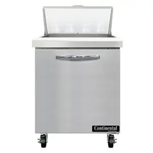 Continental SW27N8 27" 1-Door Refrigerated Sandwich Prep Table | (8) 1/6 Pan